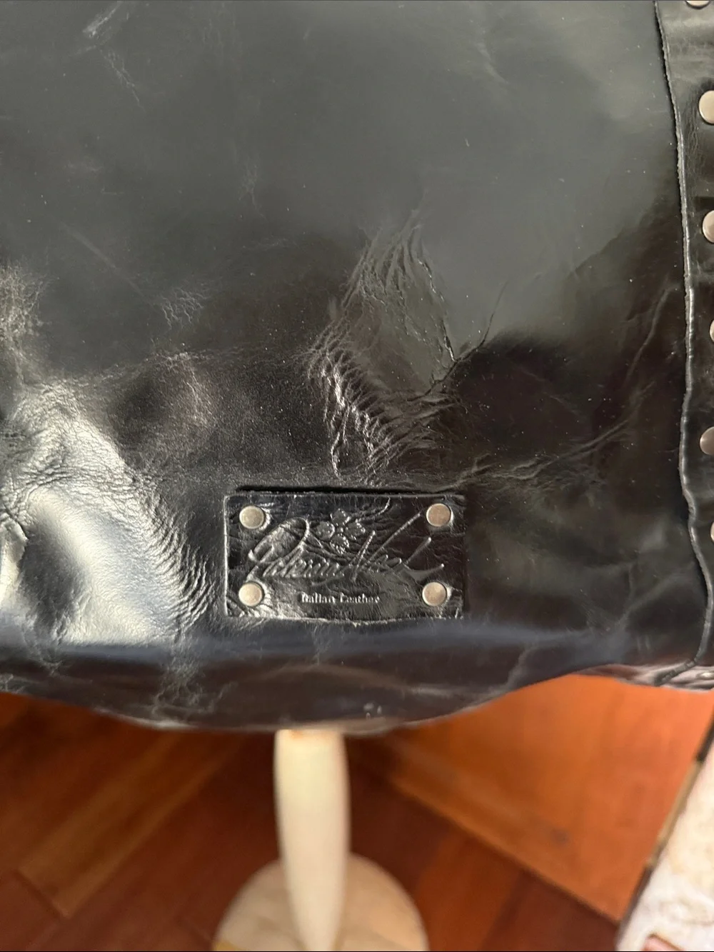 ⚜️ PATRICIA NASH LARGE BENVENUTO BLACK LEATHER SHOULDER TOTE W/SILVER ACCENTS ⚜️
